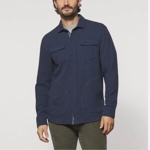 Johnnie-O Andre Knit Button Up Shacket Size S Rugged Mountains Christmas